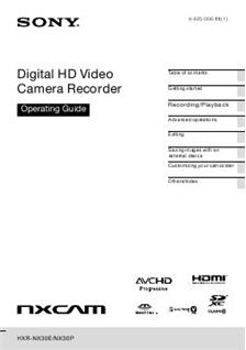 Sony HXR NX30 manual. Camera Instructions.